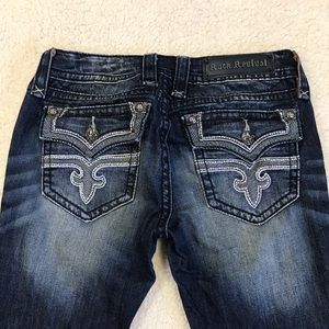 Rock Revival sz 28 fleur-de-lis Boot Jeans